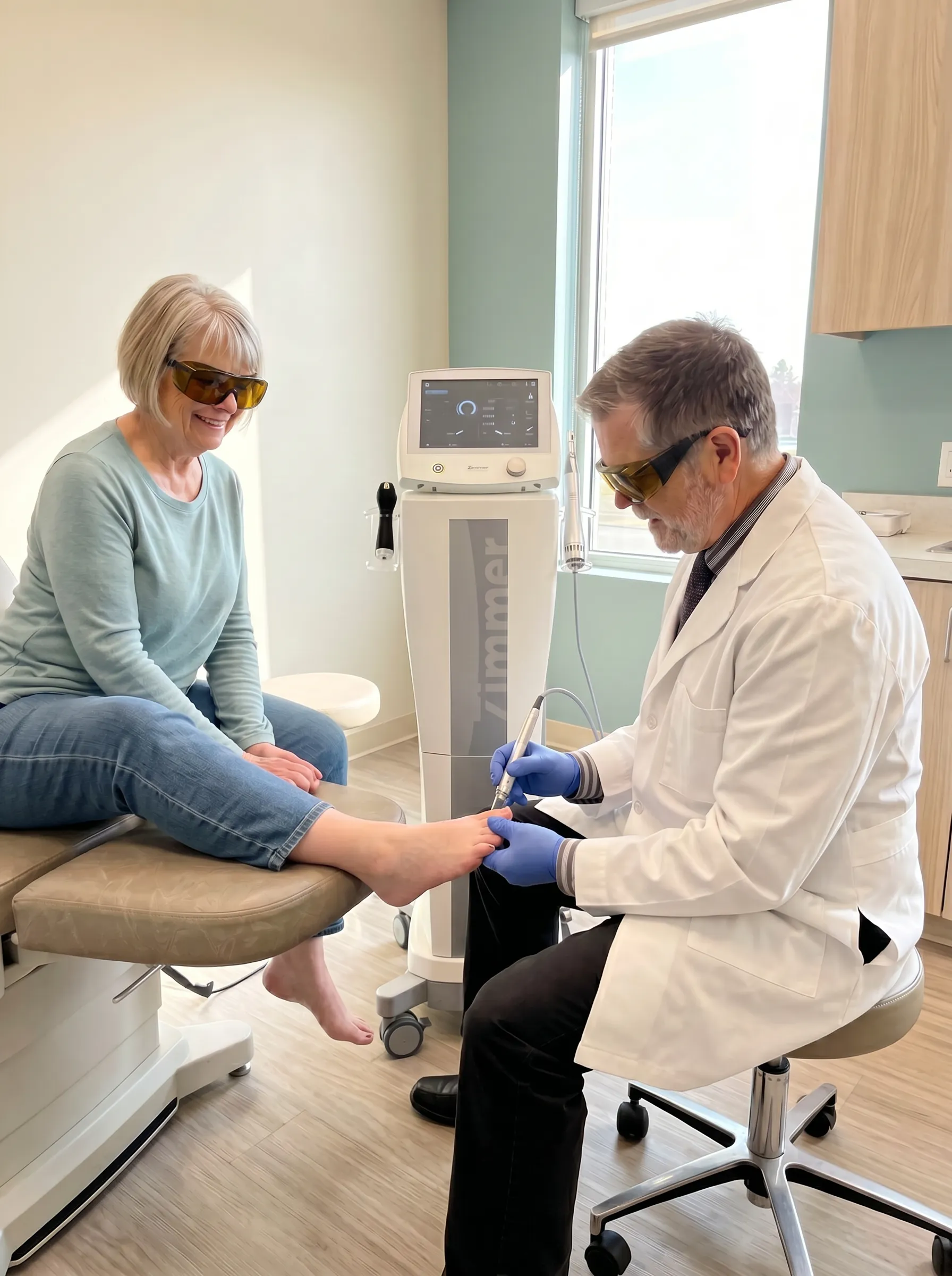 Dr. Frank J. Henry, DPM, FACFAS performing laser fungal toenail treatment at Marble Falls Podiatrist